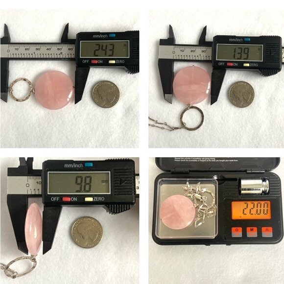 Sterling Silver 925 Round Pink Jadeite Disc Pendant Necklace 18" Paddle Chain - Picture 10 of 16